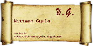 Wittman Gyula névjegykártya